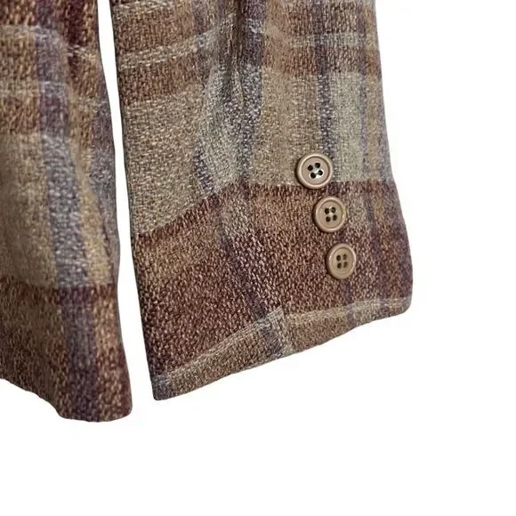 Vintage Country Suburbans Plaid Wool Blend Blazer And Skirt Set Brown Size S - Picture 8 of 12